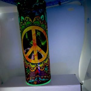 20 oz  peace sign Tumbler with mandala.